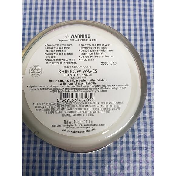 BBW Rainbow Waves Large 3 Wick 14.5oz Candle Home Fragrance - Picture 2 of 2
